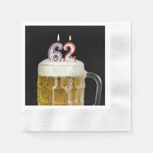 Serviette En Papier 62e anniversaire bougies en bière