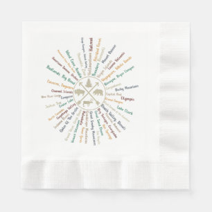 Serviette En Papier 63 Carte des parcs nationaux Cadeaux US Park Campi