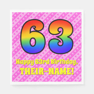 Serviette En Papier 63e anniversaire : Pink Stripes & Hearts, Arc en c