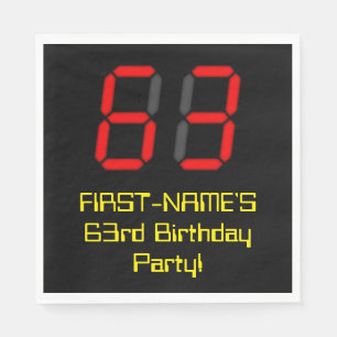 Serviette En Papier 63ème anniversaire : Rouge Digital Clock Style "63