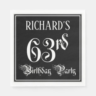 Serviette En Papier 63rd Birthday Party — Fancy Script + Custom Nom