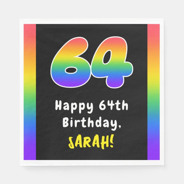 Serviette En Papier 64e anniversaire : Rainbow Spectrum # 64, Nom pers (Devant)