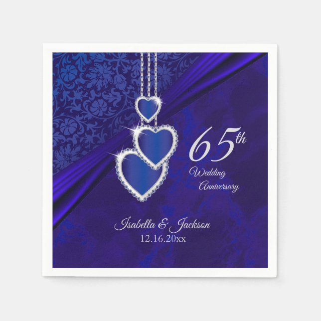 Serviette En Papier 65e / 45e anniversaire du Mariage Sapphire (Devant)