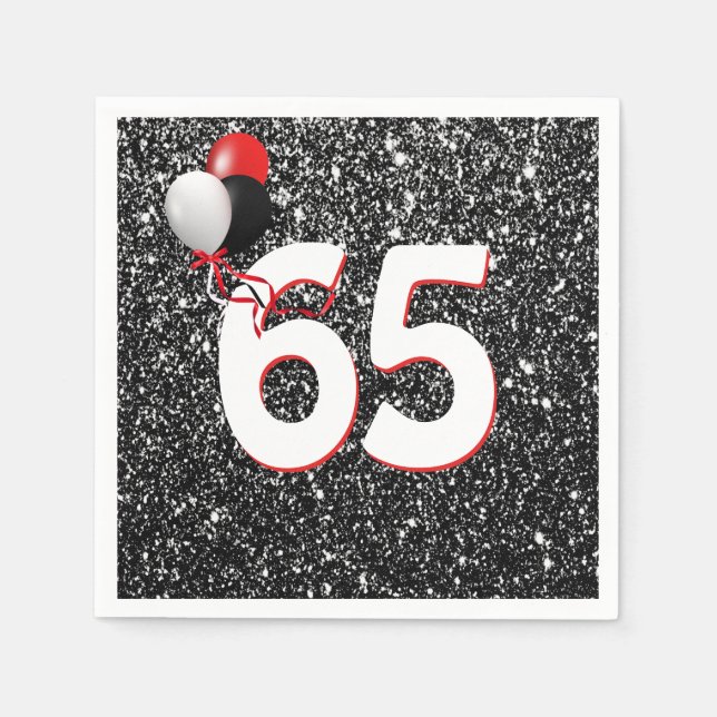 Serviette En Papier 65e anniversaire Ballons sur Parties scintillant n (Devant)
