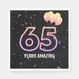 Serviette En Papier 65e anniversaire Balloons et Confetti