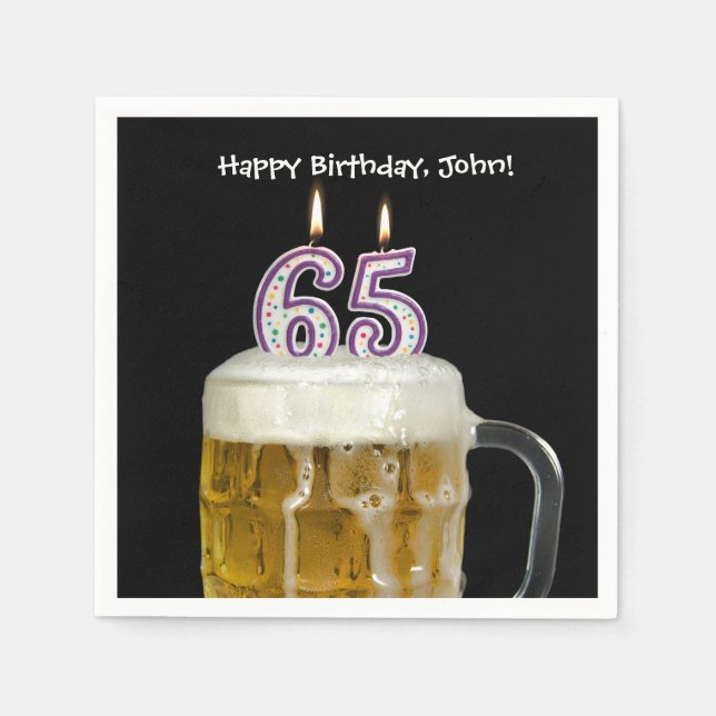 Serviette En Papier 65e anniversaire bière (Devant)