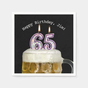 Serviette En Papier 65e anniversaire-bougies en bière