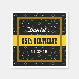 Serviette En Papier 65e anniversaire GOLD and BLACK Confetti Custom V0