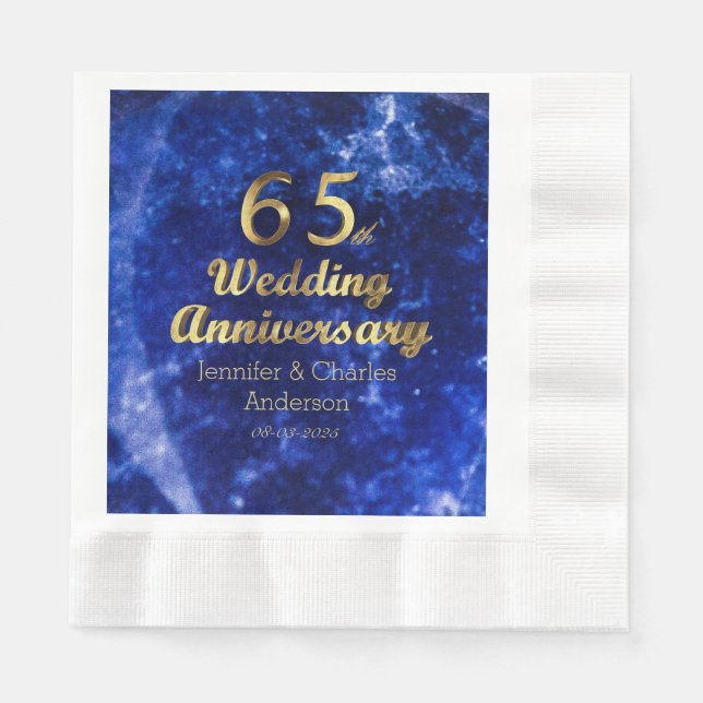 Serviette En Papier 65e Sapphire Mariage Anniversaire de la typographi (Devant)