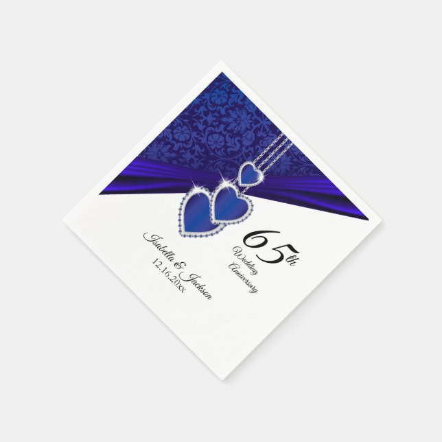 Serviette En Papier 65ème / 45ème Mariage Sapphire Anniversaire Design (Coin)