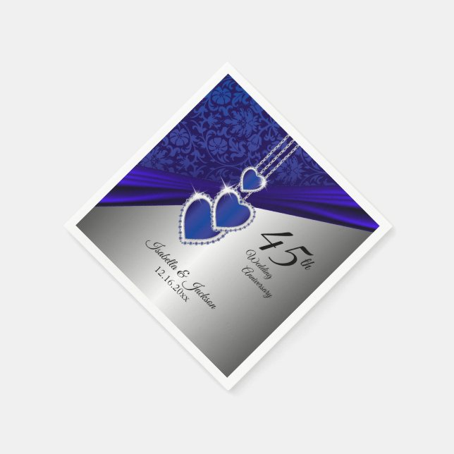Serviette En Papier 65ème / 45ème Sapphire Anniversaire Design (Coin)