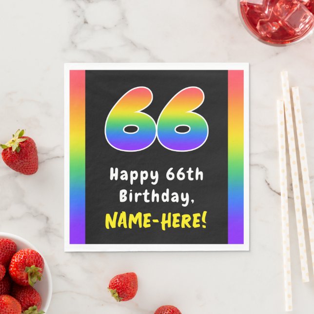 Serviette En Papier 66e anniversaire : Rainbow Spectrum # 66, Nom pers (En situation)