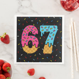 Serviette En Papier 67 Drôle Mème Crème de glace Six sept Gen Alpha