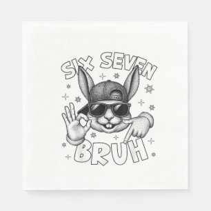 Serviette En Papier 67 Six Seven Bruh Lapin Mignon avec des Lunettes d