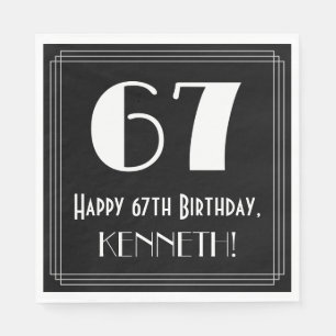 Serviette En Papier 67e anniversaire ~ Art Déco Inspiré Look "67", Nom