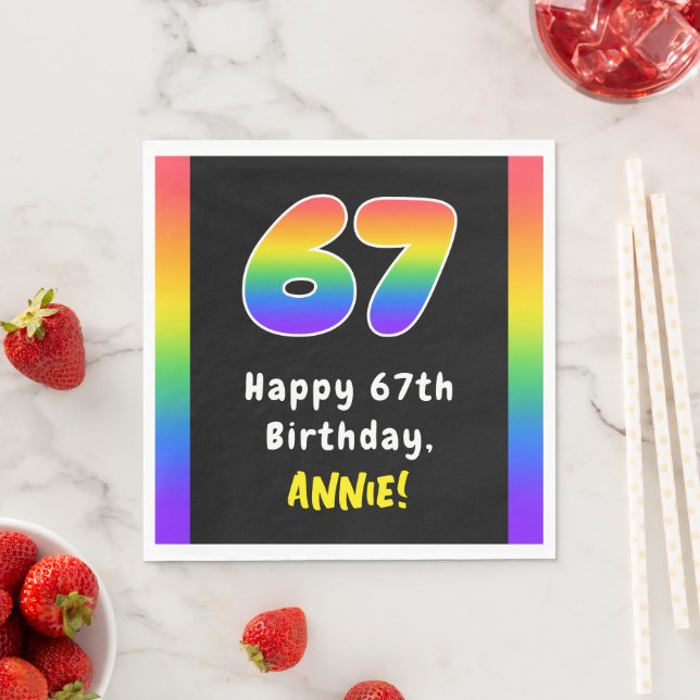 Serviette En Papier 67e anniversaire : Rainbow Spectrum # 67, Nom pers (En situation)