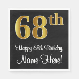 Serviette En Papier 68e anniversaire ~ Elégant Luxueux Faux Gold Look
