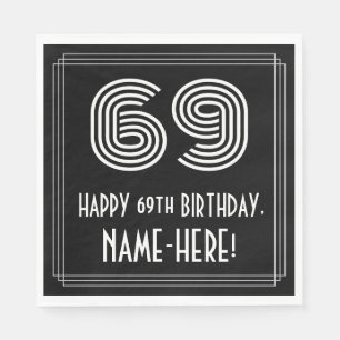 Serviette En Papier 69e anniversaire : Art Déco Inspiré Look "69" + No