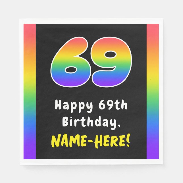 Serviette En Papier 69e anniversaire : Rainbow Spectrum # 69, Nom pers (Devant)
