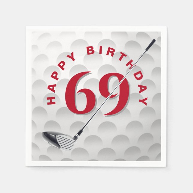 Serviette En Papier 69th Birthday Golf Ball and Club (Devant)