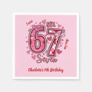 Serviette En Papier 6 7 Six Seven Meme Tendance Rose Filles 7e Anniver