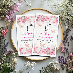 Serviette En Papier 6e anniversaire Mariage Elegant Blush Roses