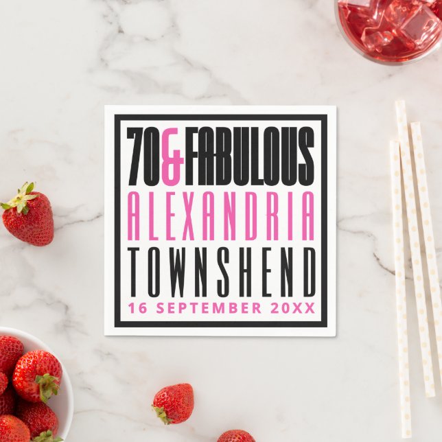 Serviette En Papier 70 & Fabuleux Nom Date 70e Anniversaire (En situation)