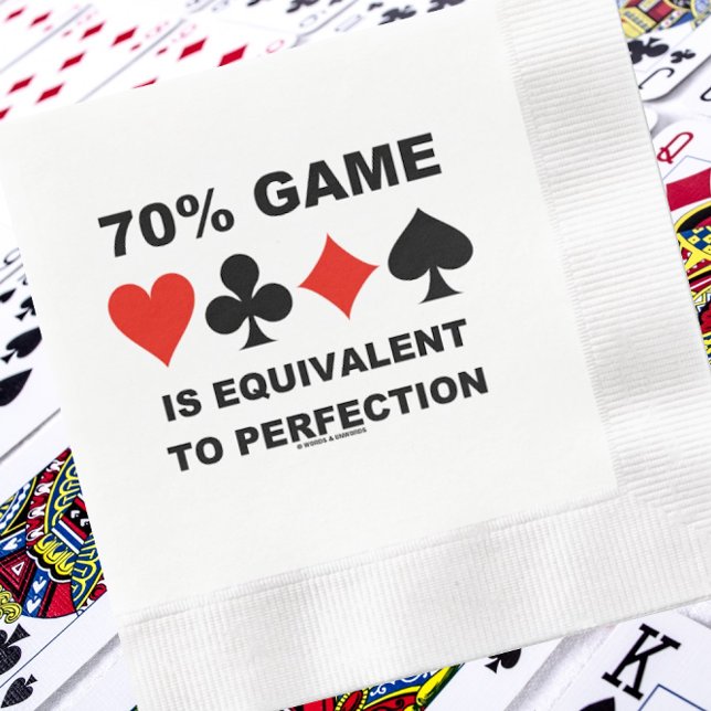 Serviette En Papier 70% Jeu Est Équivalent À L'Humour De Pont De Perfe (Paper napkin for your next bridge-themed event featuring 4 card suits & often heard bridge saying)