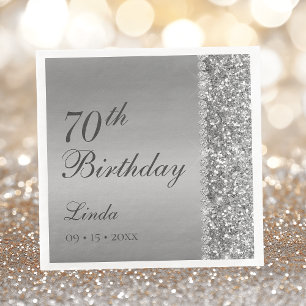 Serviette En Papier 70e anniversaire argent élégant