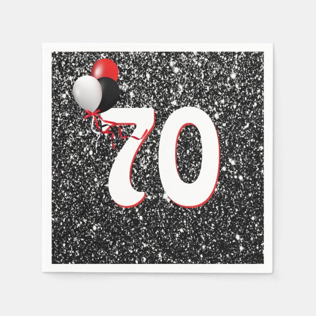 Serviette En Papier 70e anniversaire Ballons sur Parties scintillant n (Devant)