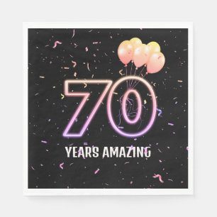 Serviette En Papier 70e anniversaire Balloons et Confetti