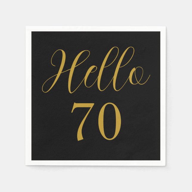 Serviette En Papier 70e anniversaire Black Gold fête d'anniversaire (Devant)
