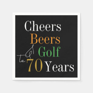 Serviette En Papier 70e anniversaire Cheers and Beers Golf Black and G