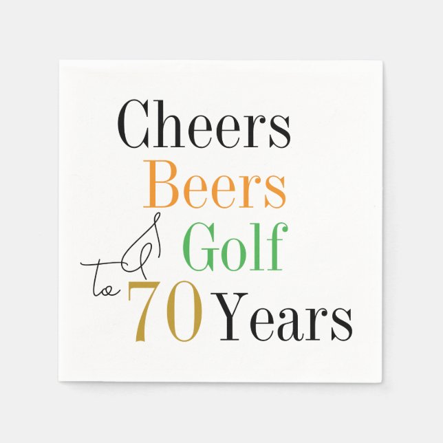 Serviette En Papier 70e anniversaire Cheers and Beers Golf Minimal (Devant)