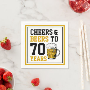 Serviette En Papier 70e anniversaire Cheers & Bières à 70 ans drôle