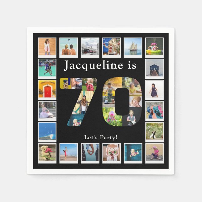 Serviette En Papier 70e anniversaire Conception de votre propre photo  (Devant)
