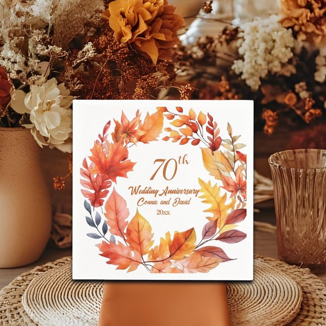 Serviette En Papier 70e anniversaire de Mariage automne floral (Créateur téléchargé)