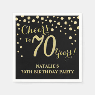 Serviette En Papier 70e anniversaire de mariage Diamant noir et or Nap