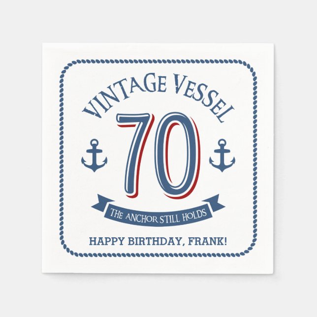 Serviette En Papier 70e anniversaire de Nautical (Devant)
