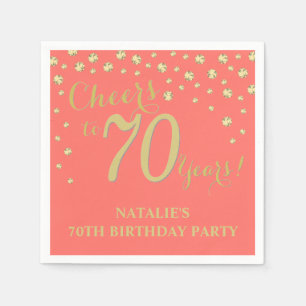 Serviette En Papier 70e anniversaire du Coral Party et Gold Diamond