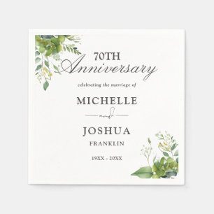 Serviette En Papier 70e anniversaire du Mariage Floral