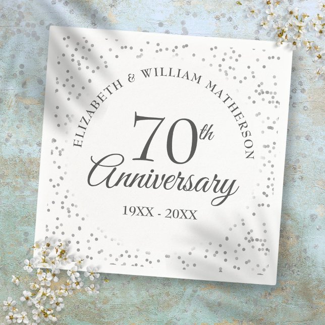 Serviette En Papier 70e anniversaire du Mariage Platinum (70th Platinum Wedding Anniversary Napkins)