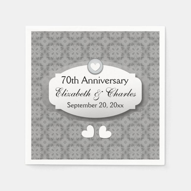 Serviette En Papier 70e anniversaire du Mariage Platinum Z03 (Devant)