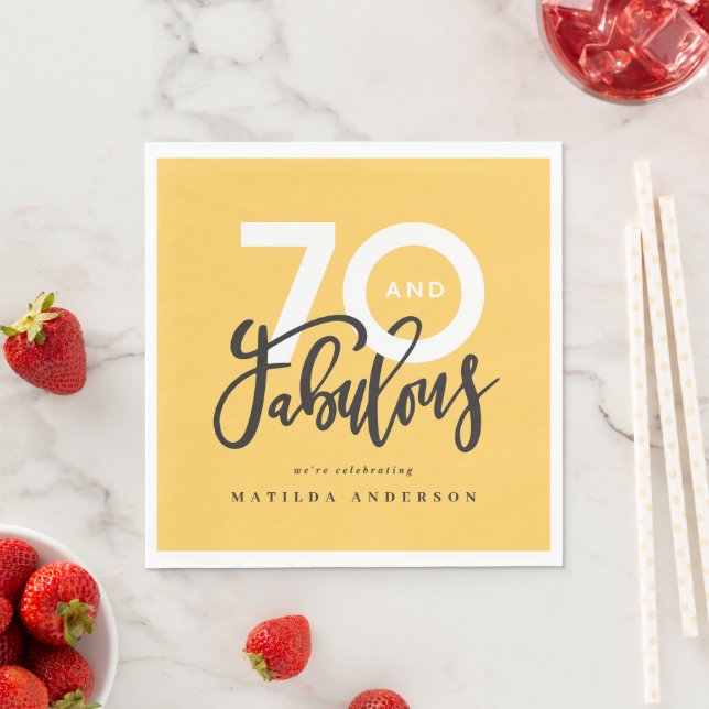 Serviette En Papier 70e anniversaire en faisant 70 look bon moderne (En situation)