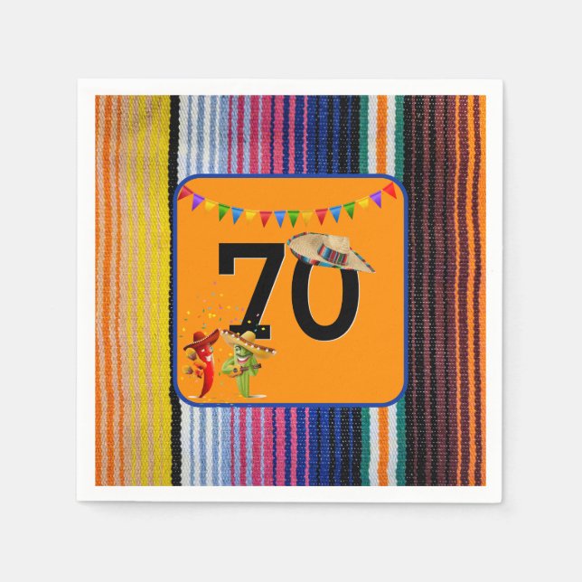 Serviette En Papier 70e anniversaire fête Design mexicain (Devant)