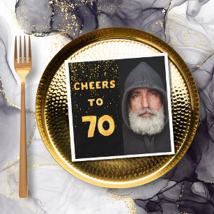 Serviette En Papier 70e anniversaire fête en or noir photo