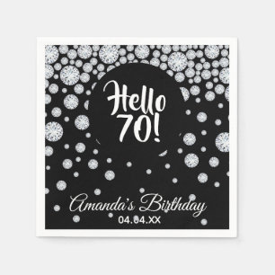 Serviette En Papier 70e anniversaire fête noir bonjour 70 monogramme