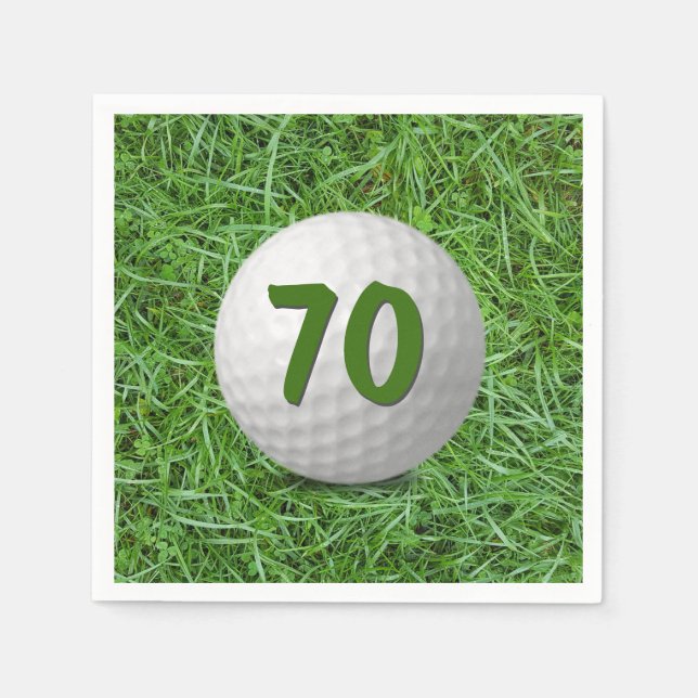 Serviette En Papier 70e anniversaire Golf Ball on Grass (Devant)