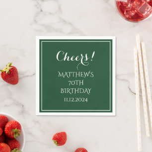 Serviette En Papier 70e anniversaire Green Elegant Script Cheers
