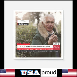 Serviette En Papier 70e anniversaire Hommes 🎉 Funny TV News Faux Médi